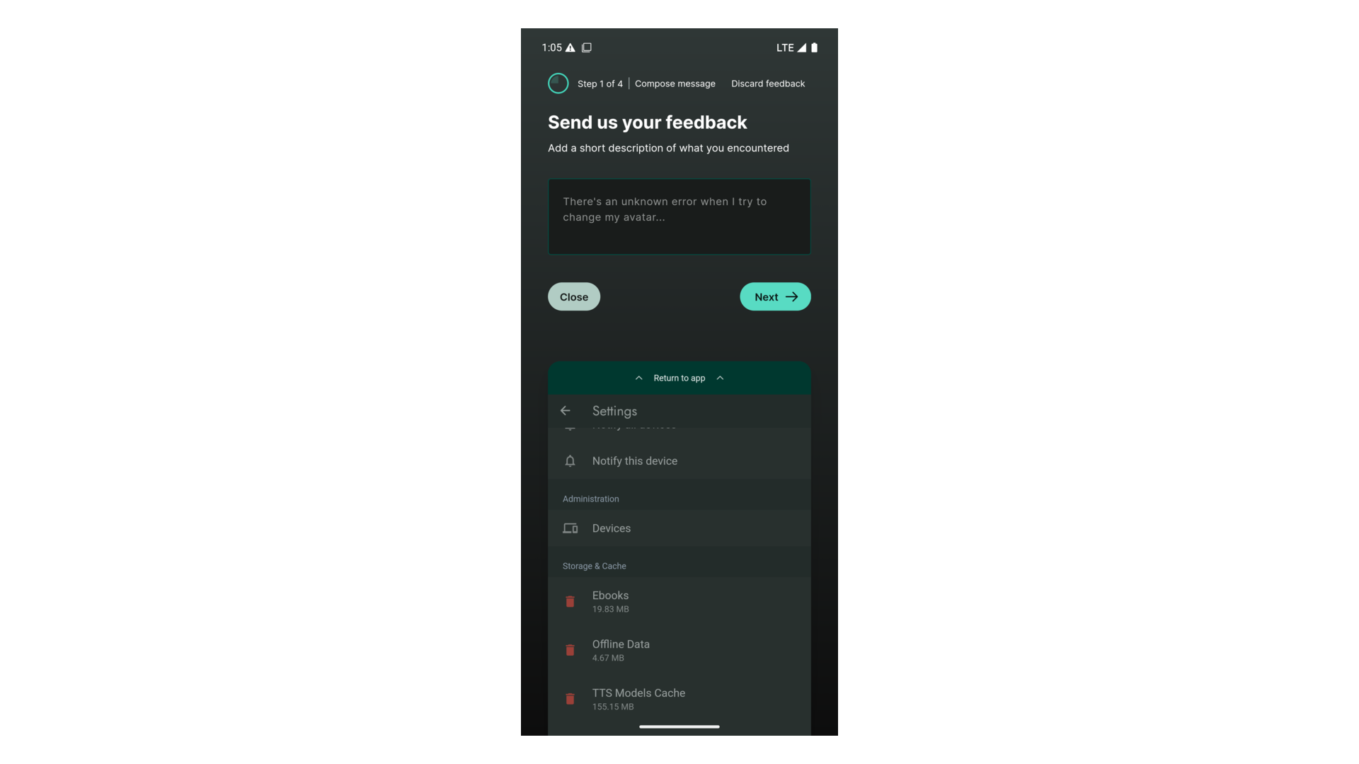 Feedback form with a safe sample prompt and no private server or account details